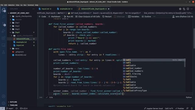 ASMR Coding: Solving Python Puzzles (Advent of Code 21 - Day 4 & 5)