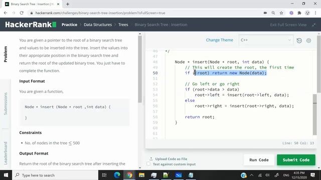 Binary Search Tree Insertion - HackerRank Data Structures Solutions in C/C++