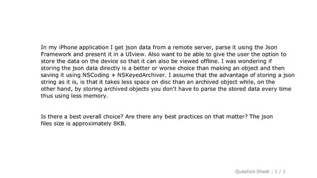 iOS : Storing json data on the iPhone: save the json string as it is VS make an object from json an смотреть онлайн
