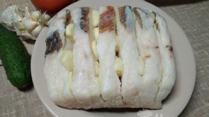 Сало солёное с чесноком в пакетике