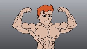 15 yo muscle boy - biceps flexing - pecs bouncing