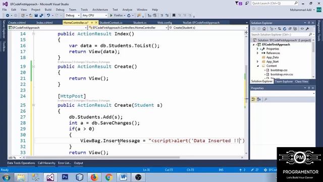31 | Insert OR Create Data In Database Using Code First Approach EF In ASP.NET MVC (Hindi/Urdu)