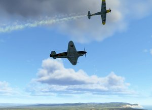 Як-7б против  Bf109 F-4,  стандартный бой. Немецкий пилот убит.
