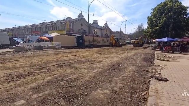 14 мая 2021 года. Ремонт трамвайных путей на Привозе. смотреть онлайн