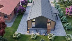 Проект дома барнхаус площадью 100 кв.м. из сэндвич-панелей