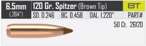 Nosler Ballistic Tip Hunting .264/6,5mm 120gr/7,8грамм BC-0,458