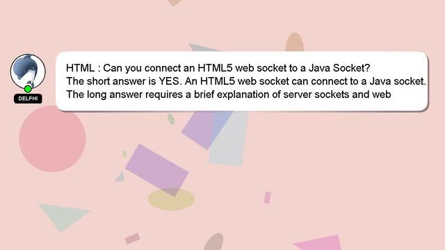 HTML : Can you connect an HTML5 web socket to a Java Socket? смотреть онлайн