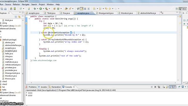 22.How Exception handling works in Java Tamil with Example