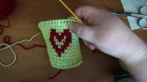 Сердечко тунисским крючком жаккард