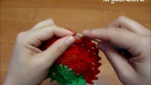 Прихватка Клубничка крючком. Часть 2