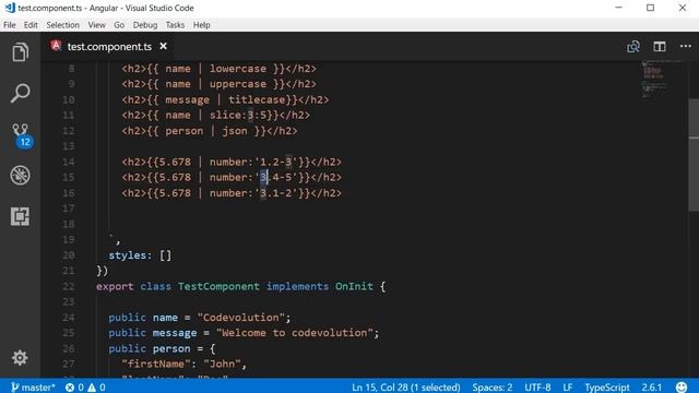 Angular Tutorial - 16 - Pipes