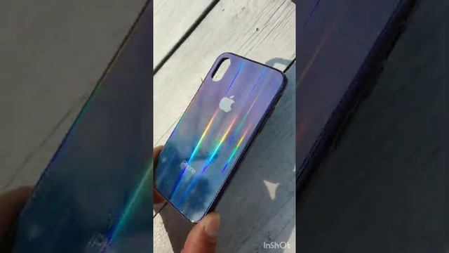 Iphone XS X Glass Case Стеклянная накладка Айфон 10 с переливом Градиент с логотипом