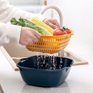 Миска кухонная/ Посуда пластиковая для продуктов/ Чаша для мытья фруктов и овощей