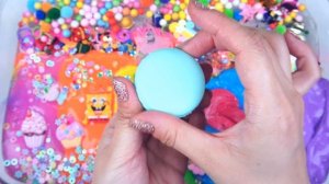 "Spongebob & Patrick" Birthday party Rainbow Slime Mixing Makeup, clay into slime #ASMR #Satisfying