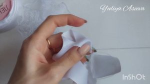 Простые белые банты из репса и кружева с ювелирной серединкой #мастеркласс #банты