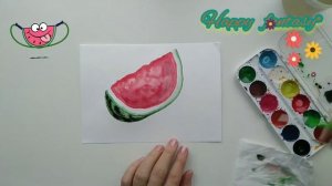 Арбуз акварелью! Рисовать легко!
