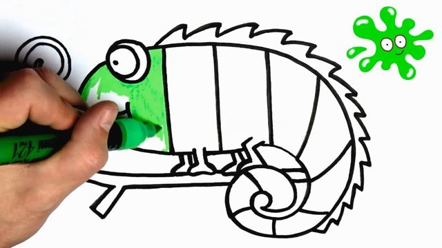 Как нарисовать ХАМЕЛЕОНА / Мультик Раскраска ХАМЕЛЕОН / Раскраски малышам / How to draw a Chameleon смотреть онлайн