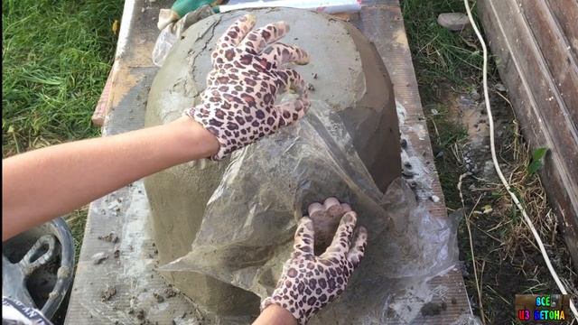 БОЛЬШОЙ ВАЗОН ИЗ БЕТОНА СВОИМИ РУКАМИ / CONCRETE VASON WITH YOUR OWN HANDS - DIY