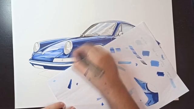 Porsche 912 Drawing Timelapse смотреть онлайн