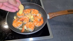 Креветки. Kак приготовить вкусно креветки на сковороде. Tiger Garnelen mit Knoblauch.