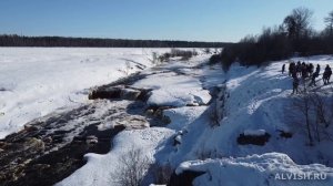 Гертовский водопад с высоты в феврале 2022