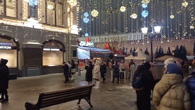 Москва  Вечер  Никольская улица и Красная площадь