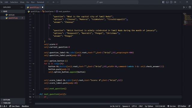 Quiz game(GUI) using Python | Mini Project | Learn with Esprit | Graphical user interface