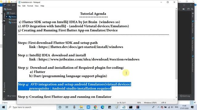 Flutter SDK setup in IntelliJ IDEA on Windows 10