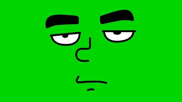 green screen нарисованый сонный смайл моргает футаж хромакей на зелёном фоне