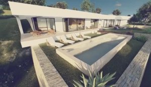 1 этажный коттедж флэтхаус (квартира-дом) современная архитектура, плоская кровля, бассейн, панорамы