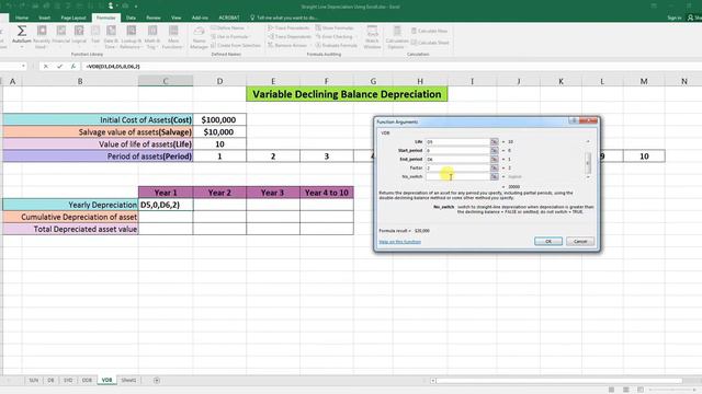 How to calculate Variable Declining Balance Depreciation | VDB in Microsoft Excel? смотреть онлайн