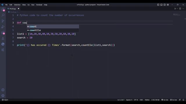 Python code to count the number of occurrences. #python #pythonprogramming #coding