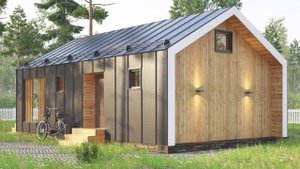 Одноэтажный барнхаус "Моне" с лофтом  и верандой 8,5х6 м