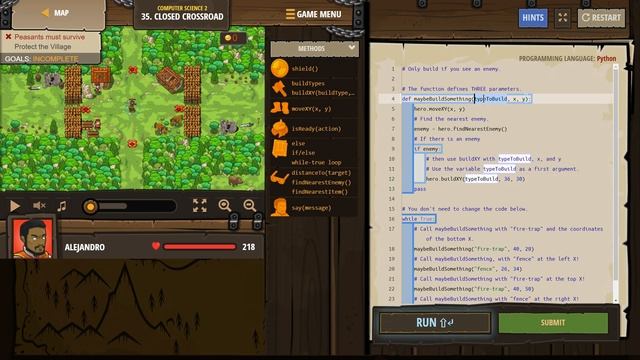 CodeCombat Level 35 Python Computer Science 2 Tutorial with Answers