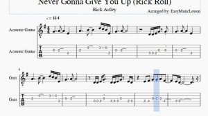 Guitar Tab: How to play Never Gonna Give You Up (Rick Roll) by Rick Astley