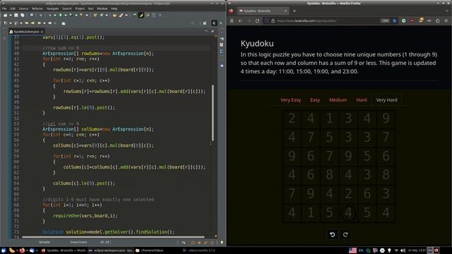 Kyudoku + Choco Solver in Java (★☆☆) смотреть онлайн