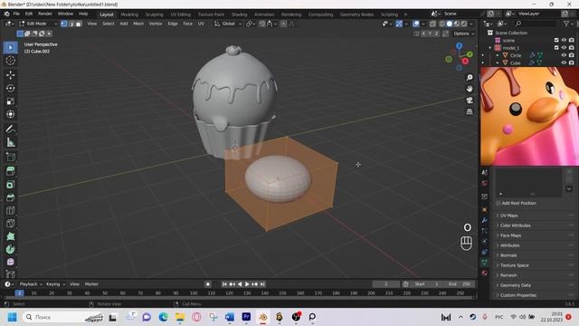 Гайд по моделированию Кекс Гуся в Блендер/Tutorial on modeling a goose cupcake in a Blender
