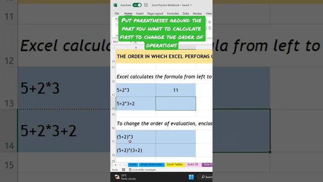 How to use Parentheses to change Simple Formulas in Excel