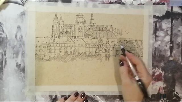 How to draw a city (graphic arts) Как нарисовать город (графика) смотреть онлайн