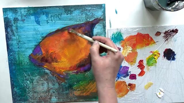 Easy Colorful Fish Acrylic painting / Step by step/Acrylic& Molding paste/ MariArtHome смотреть онлайн