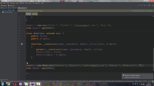 ООП для начинающих PHP. Наследование. Конструкторы в наследовании. Свойство protected. смотреть онлайн