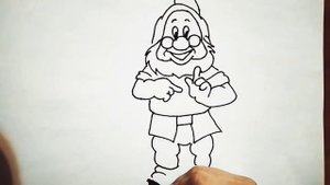 Нарисовать гномик из Белоснежки. Draw a gnome. Bir cüce çiz. Гномды салу.