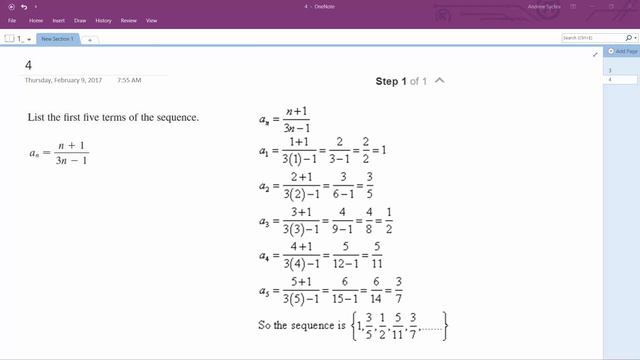 an = (n+1)/(3n-1) List the ﬁrst ﬁve terms of the sequence. смотреть онлайн