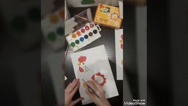 Рисование в старшей группе "Роспись петуха"