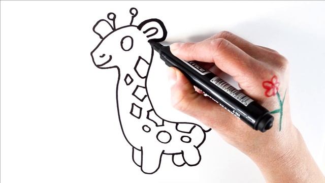 Как нарисовать Жирафа / мультик раскраска Жираф для детей / учим цвета смотреть онлайн