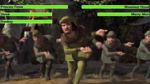 Princess Fiona vs. Monsieur Hood & Merry Men with healthbars