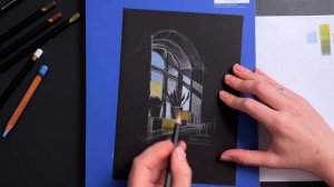 Учимся рисовать скетч цветными карандашами на черной бумаге