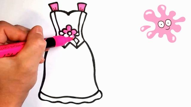Как нарисовать ПЛАТЬЕ / мультик раскраска ПЛАТЬЕ для детей / Раскраски малышам / How to draw a dres смотреть онлайн