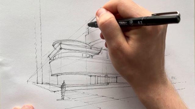 How To Draw Guggenheim Museum In New York | PERSPECTIVE TUTORIAL