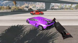 Прикованные автомобили против боллардов – BeamNG.Drive